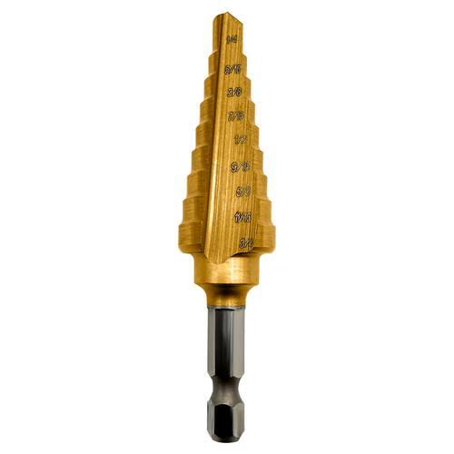 CHAMMSD-HEX-3 1/4-3/4 (9 STEP) TITANIUM HEX SHANK MULTI STEP DRILL
