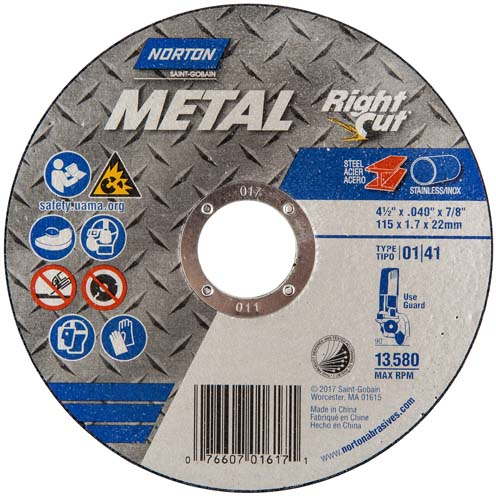 #07660701617 4-1/2X.040X7/8 TYPE 1 CUT OFF WHEEL NORTON