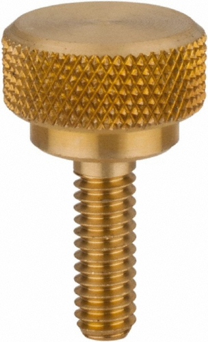 THUMB 10-32X.500 BRASS 10-32X1/2 KNURLED THUMB SCREW "NO SHOULDER" NS BRASS
