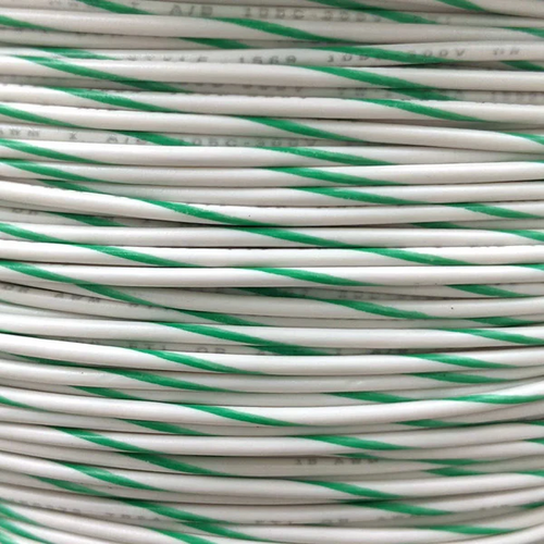 WIRE 16GAX500 WHT/GRN 16GA. WHITE PRIMARY WIRE WITH GREEN STRIPE