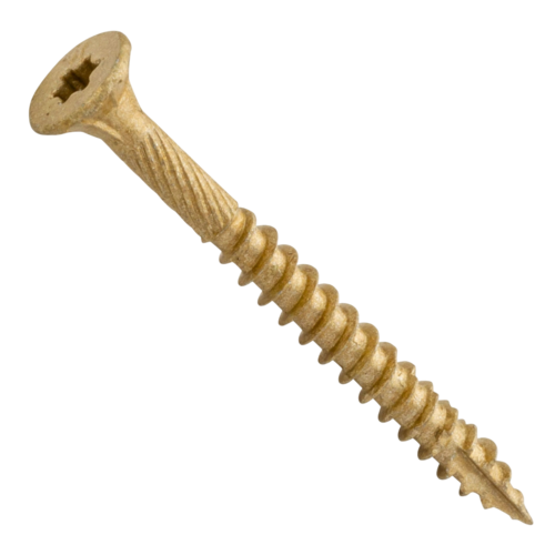 ODS9X3TY17 9X3 FLAT HEAD STAR DRIVE TYPE 17 OUTDOOR SCREW W/ NIBS ZINC YELLOW