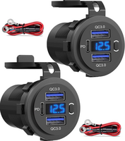 DUAL USB QUICK CHARGE 3.0 & PD W/ VOLTMETER AND POWER SWITCH FOR CAR BOAT MARINE TRUCK 2QC+1PD